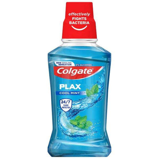 Colgate Plax Cool Mint alcohol-free mouthwash 250ml with 24/7 plaque protection and fresh mint flavor