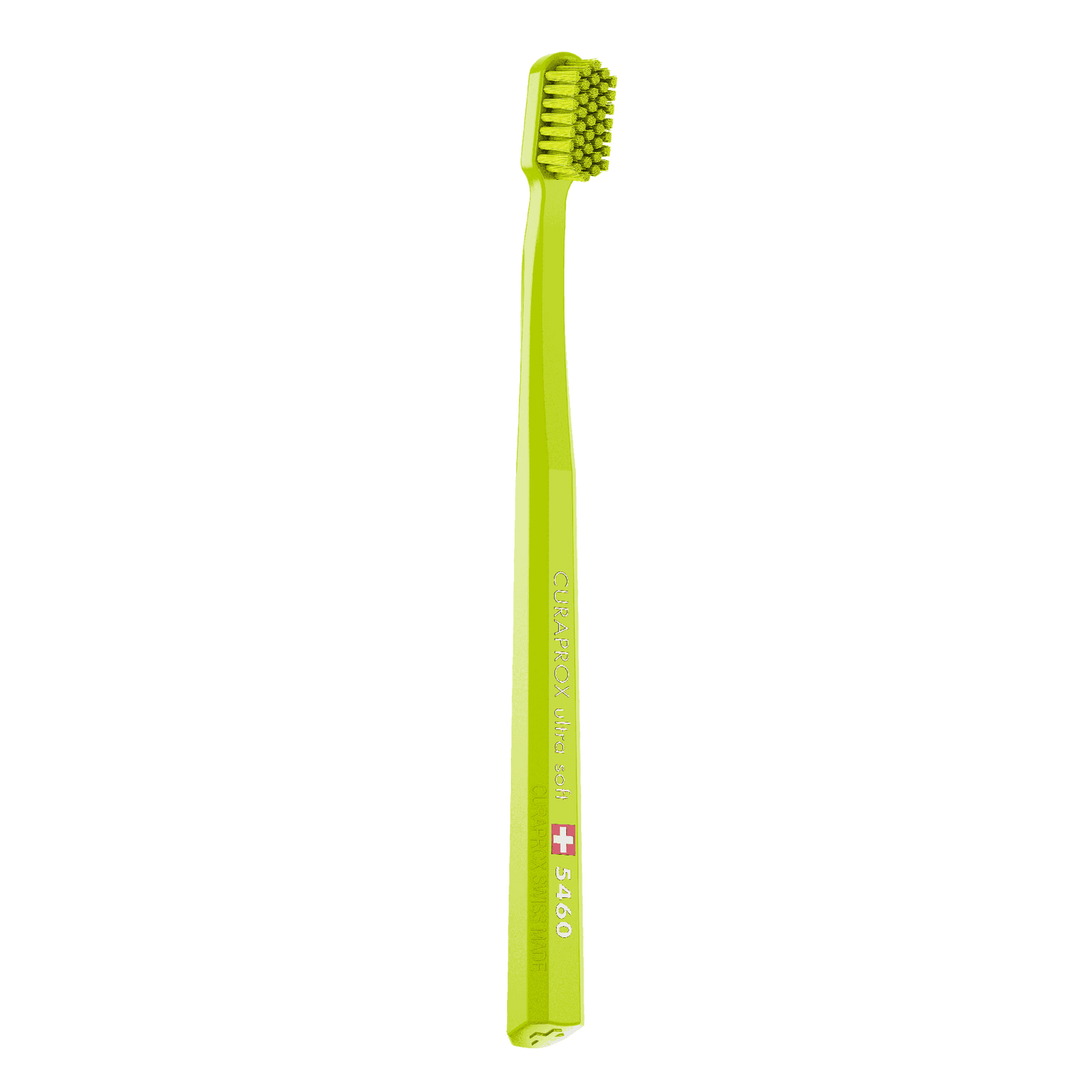 Curaprox CS 5460 ultra soft toothbrush with dense bristles and angled head for gentle and effective cleaning.