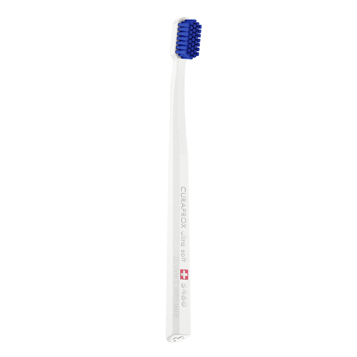 Curaprox CS 5460 ultra soft toothbrush with dense blue bristles and white handle for gentle and effective cleaning.