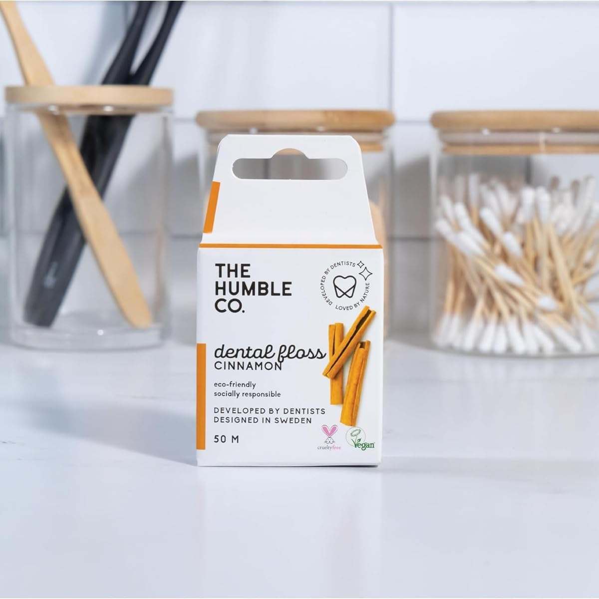 Humble Natural Dental Floss 50 metres cinnamon flavor eco-friendly recyclable packaging