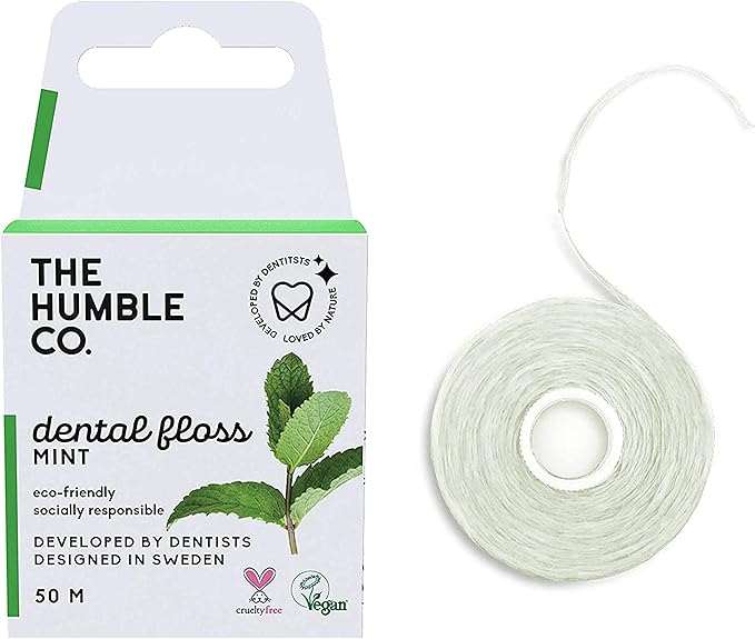 Humble Natural Dental Floss 50 meters eco-friendly mint flavored biodegradable floss with recyclable packaging