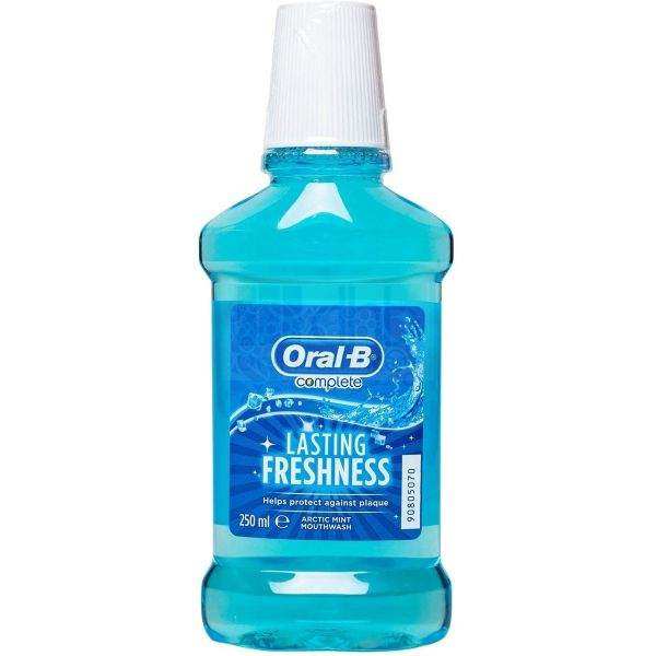ORAL B Complete Arctic Mint Mouthwash 250ml bottle for long-lasting freshness and plaque protection