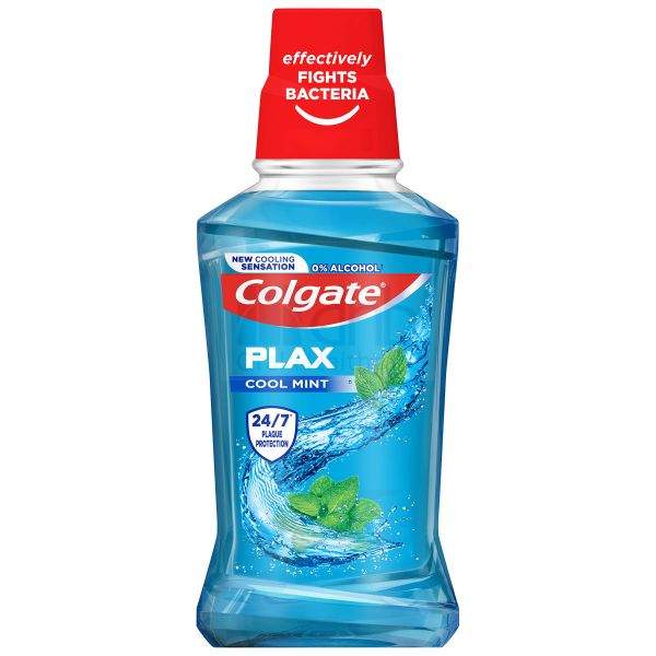 Colgate Plax Cool Mint alcohol-free mouthwash 250ml with 24/7 plaque protection and fresh mint flavor